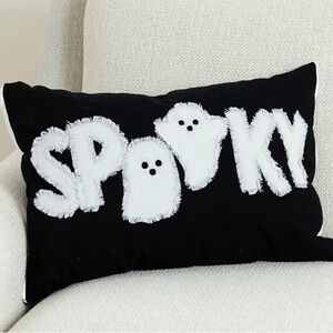 Mary Square Black and White 'Spooky' Pillow